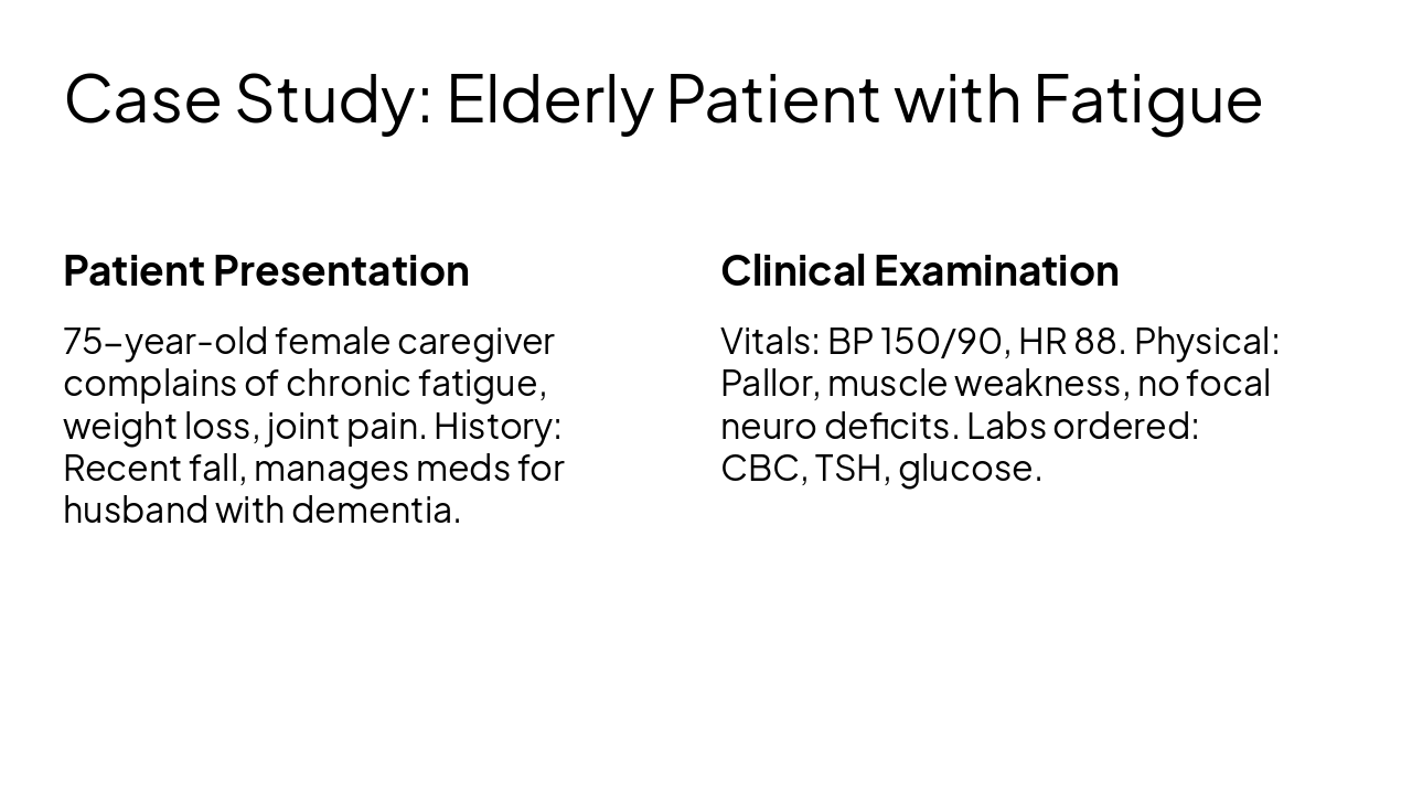 Slide 13 - Case Study: Elderly Patient with Fatigue
