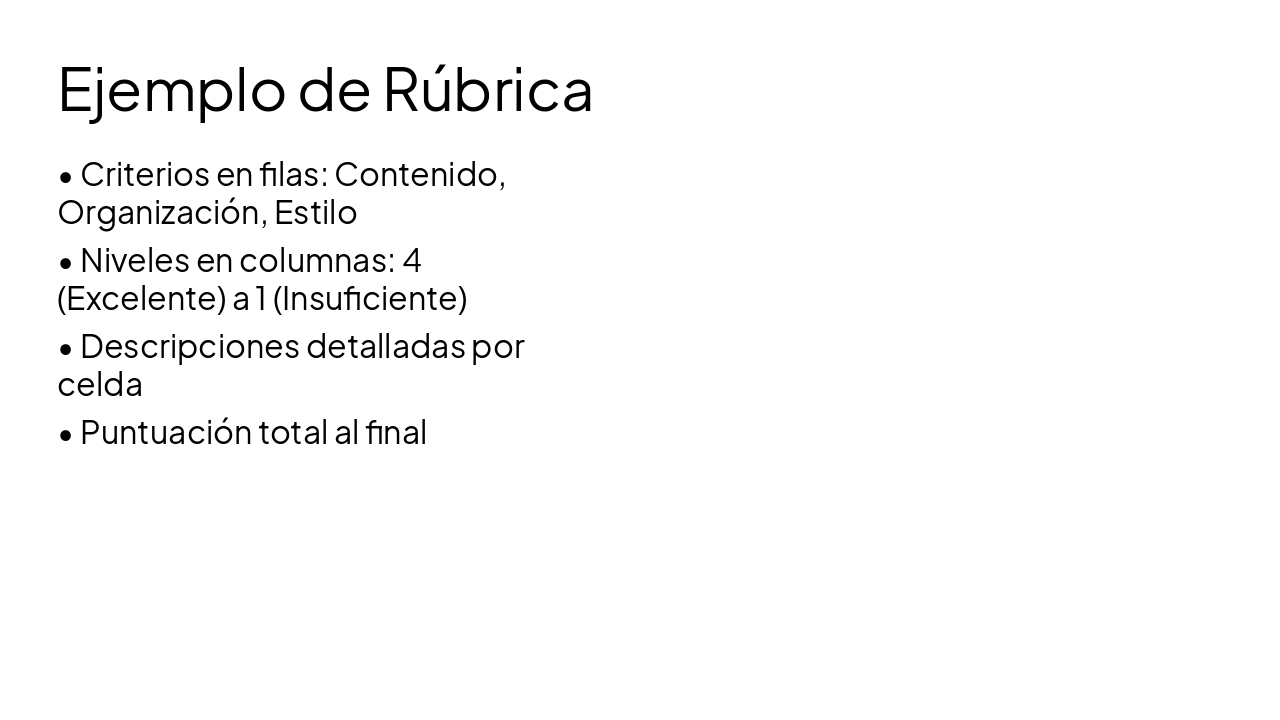 Slide 5 - Ejemplo de Rúbrica