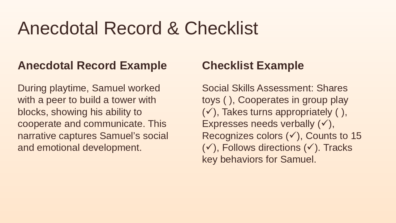 Slide 7 - Anecdotal Record & Checklist