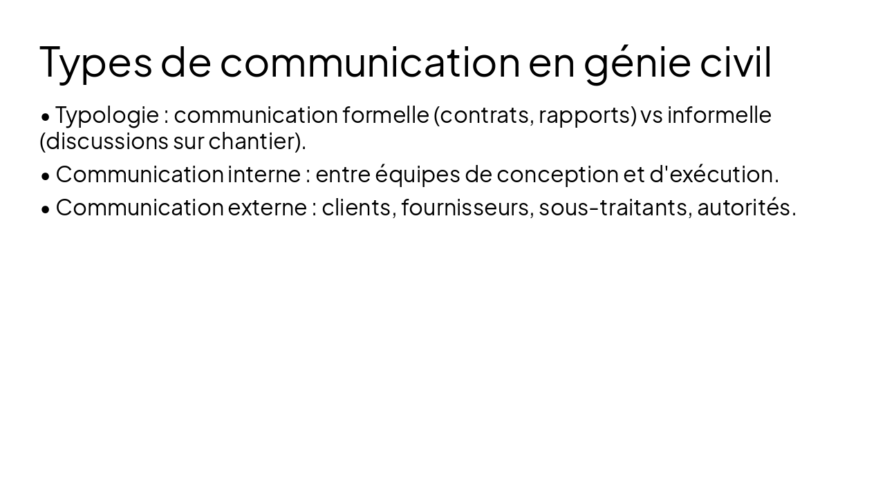 Slide 9 - Types de communication en génie civil