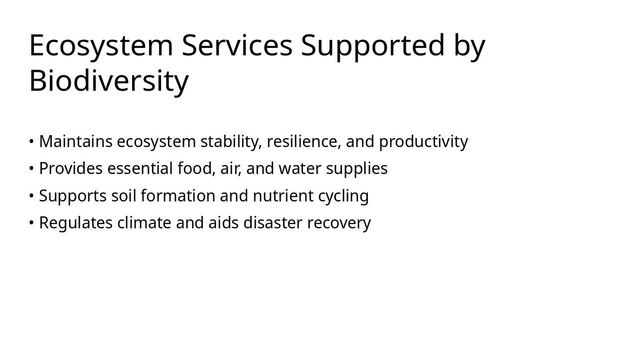 Slide 6 - Ecosystem Services Supported by Biodiversity