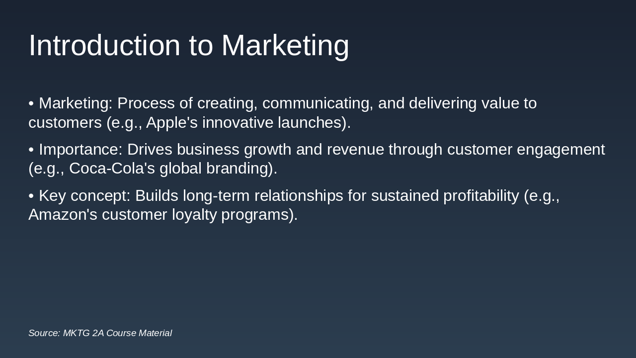 Slide 3 - Introduction to Marketing
