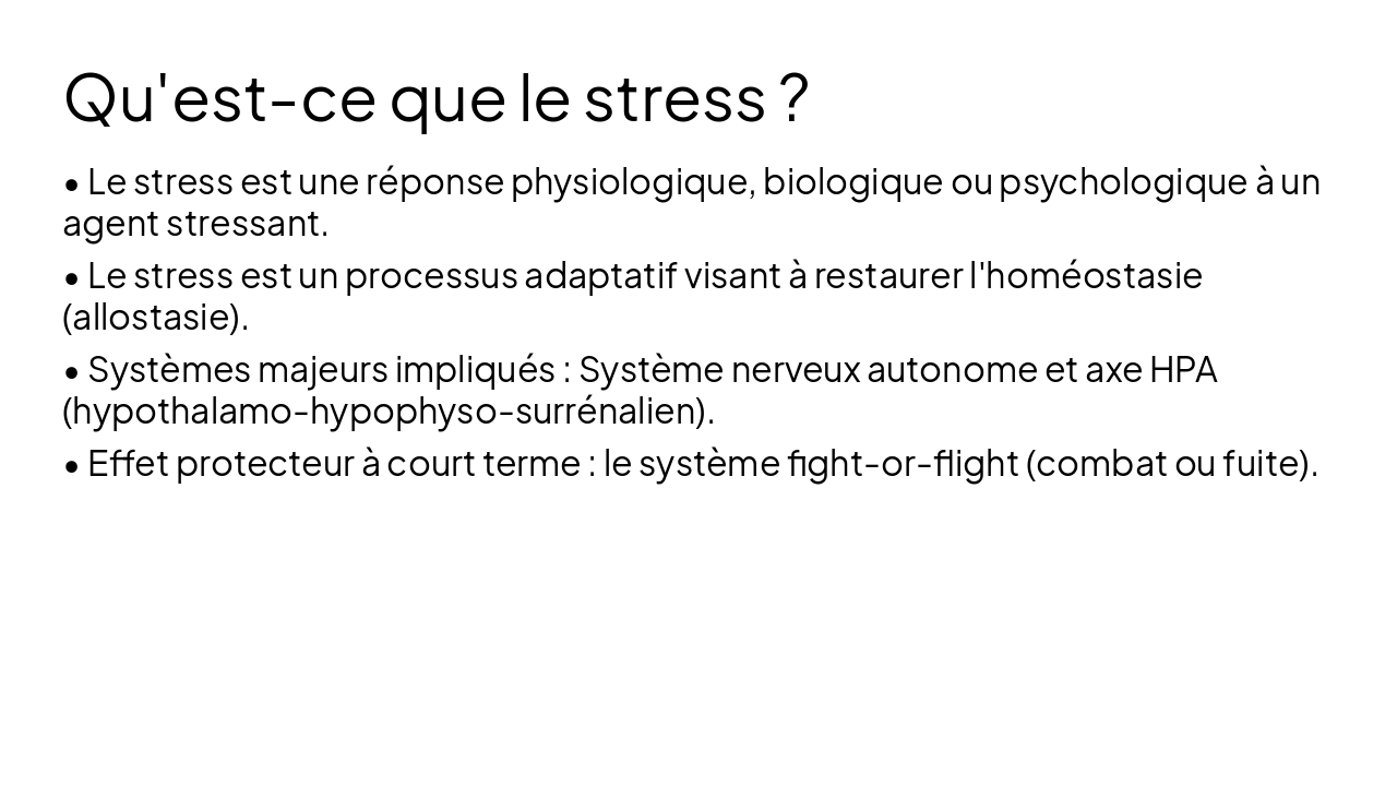 Slide 4 - Qu'est-ce que le stress ?