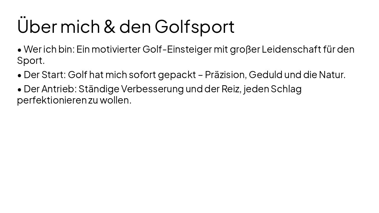 Slide 3 - Über mich & den Golfsport