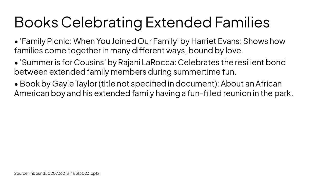 Slide 9 - Books Celebrating Extended Families