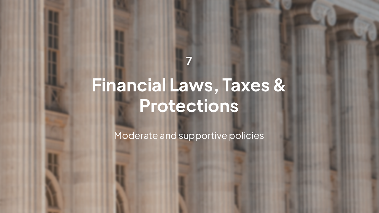 Slide 19 - 7. Financial Laws, Taxes & Protections