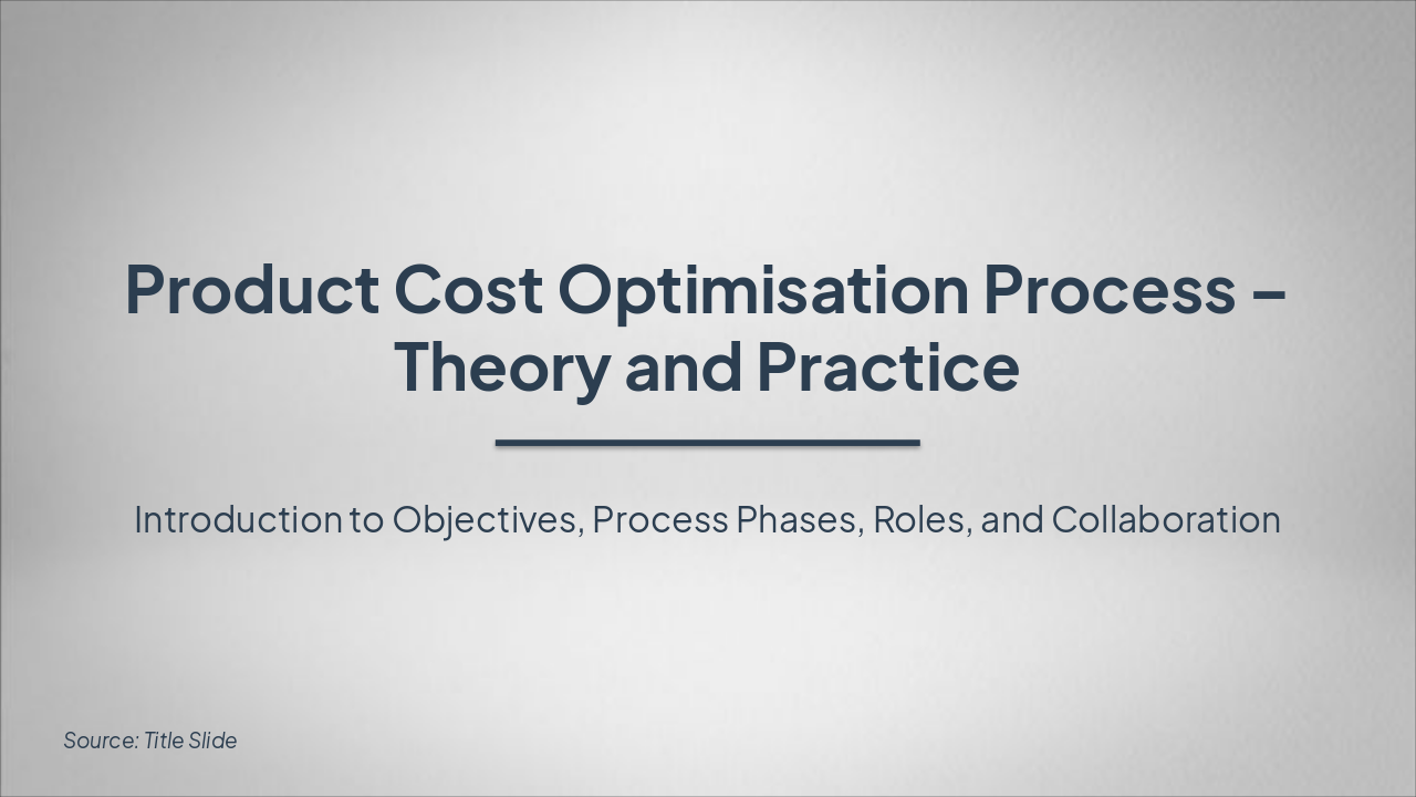 Product Cost Optimisation: Theory & Practice (42 chars)