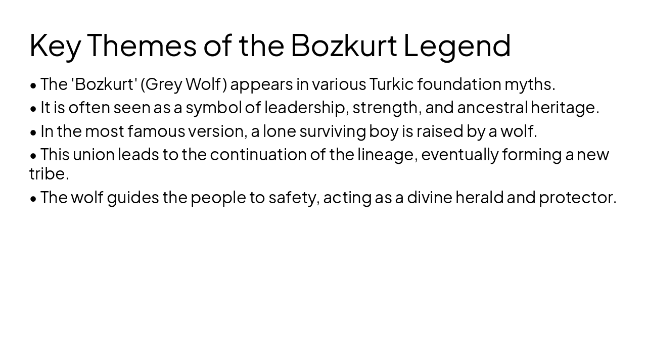 Slide 4 - Key Themes of the Bozkurt Legend