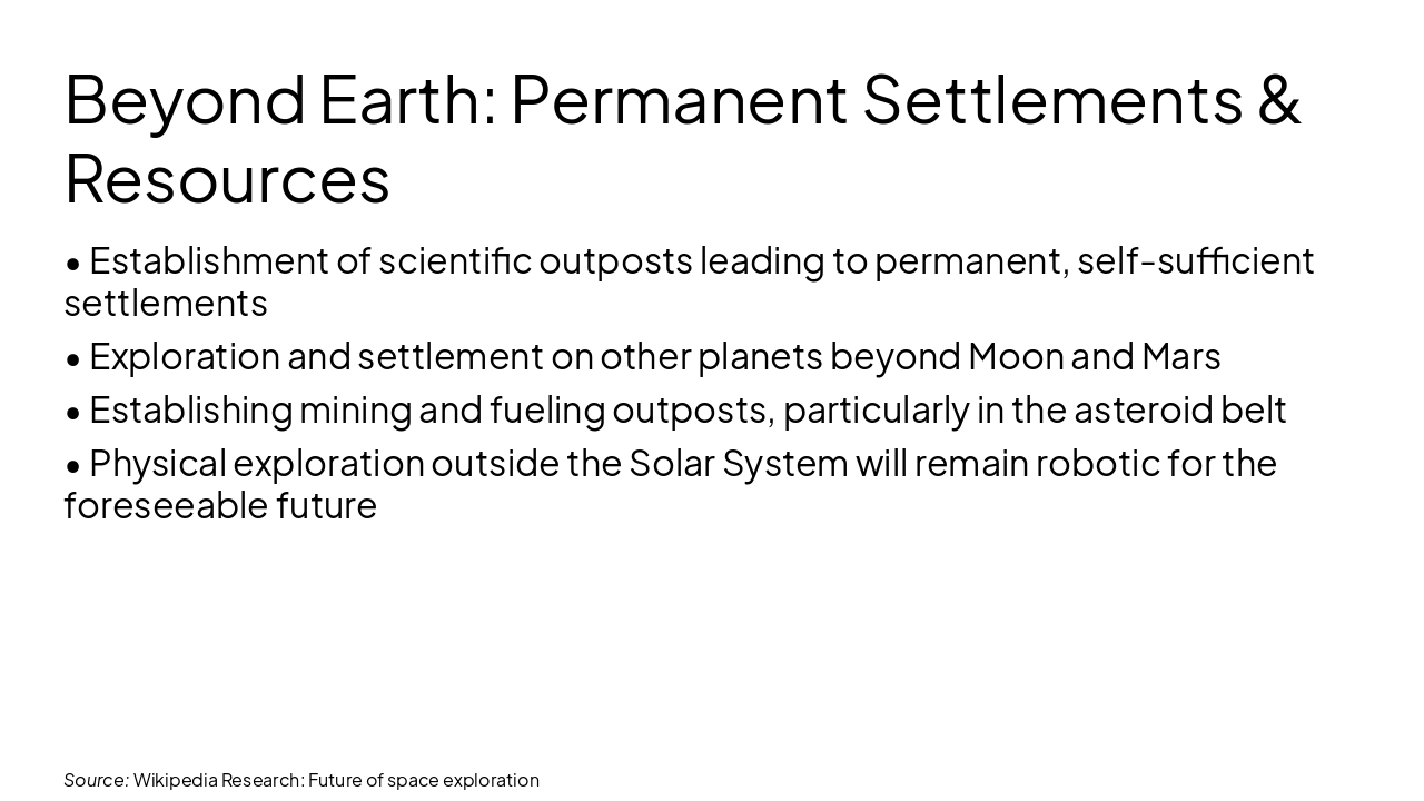 Slide 10 - Beyond Earth: Permanent Settlements & Resources