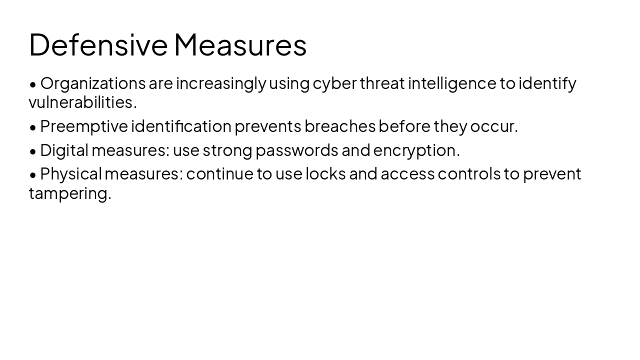Slide 11 - Defensive Measures