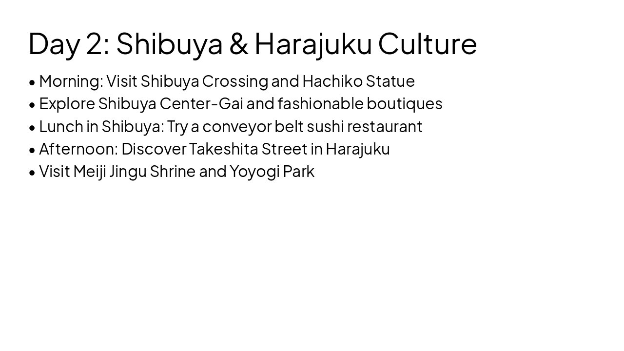Slide 6 - Day 2: Shibuya & Harajuku Culture