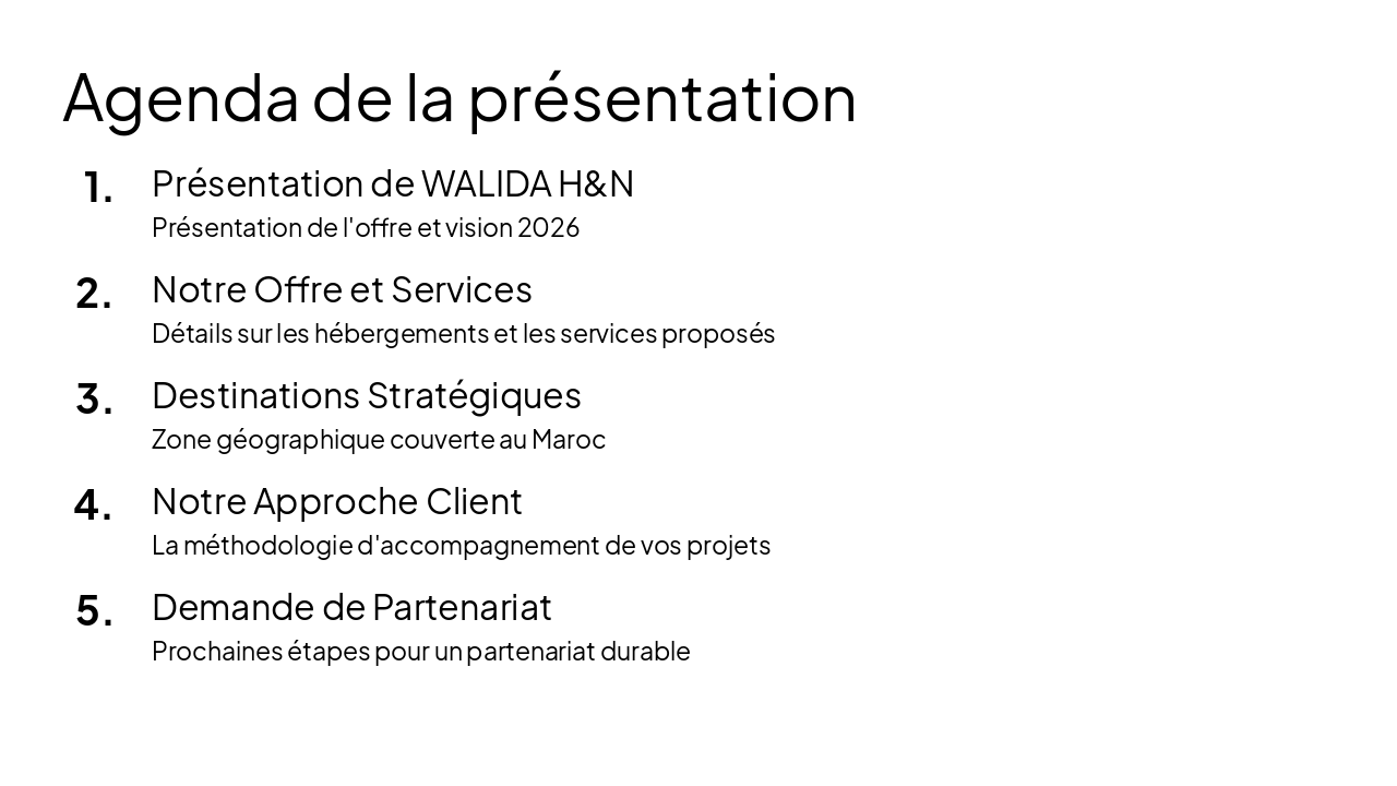 Slide 2 - Agenda de la présentation