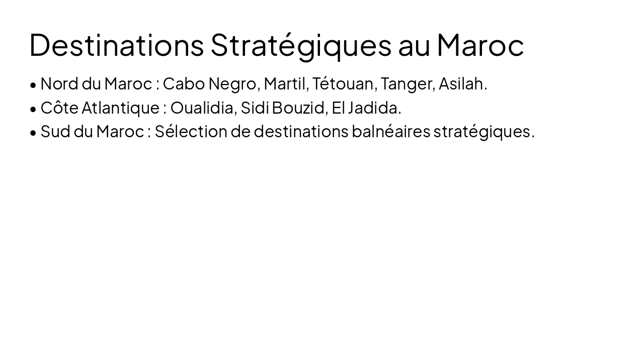 Slide 4 - Destinations Stratégiques au Maroc
