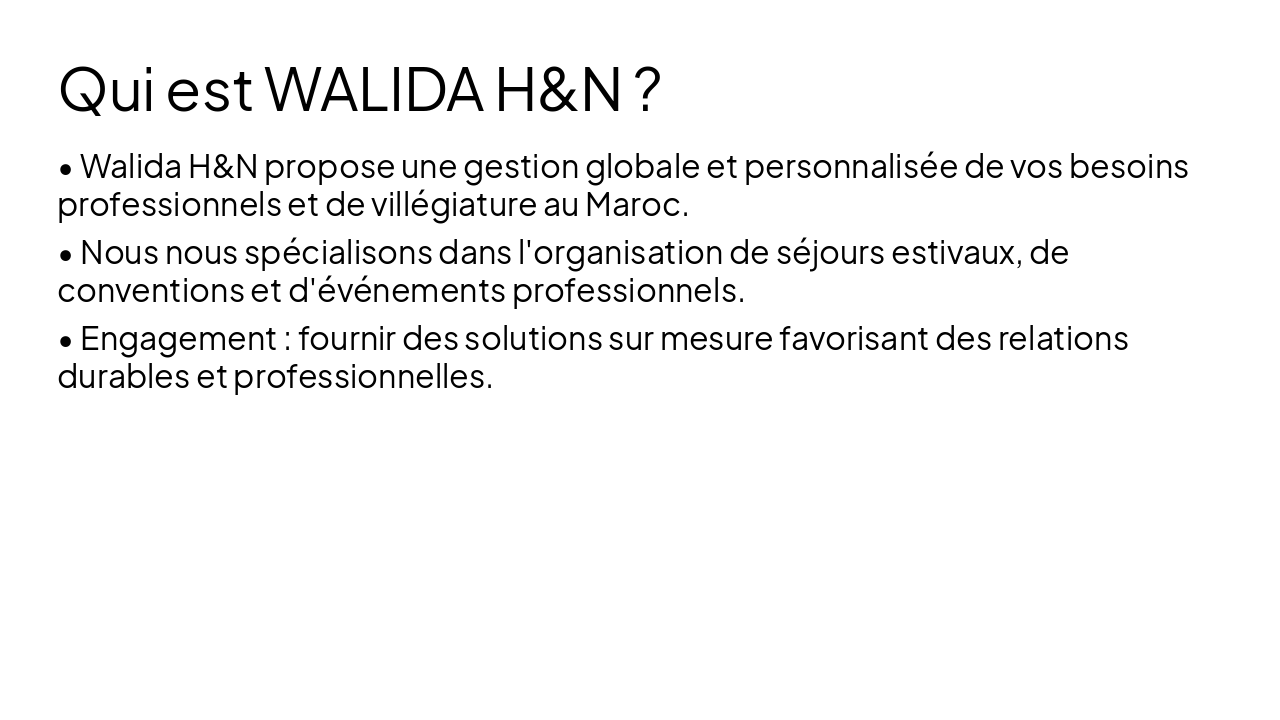 Slide 3 - Qui est WALIDA H&N ?