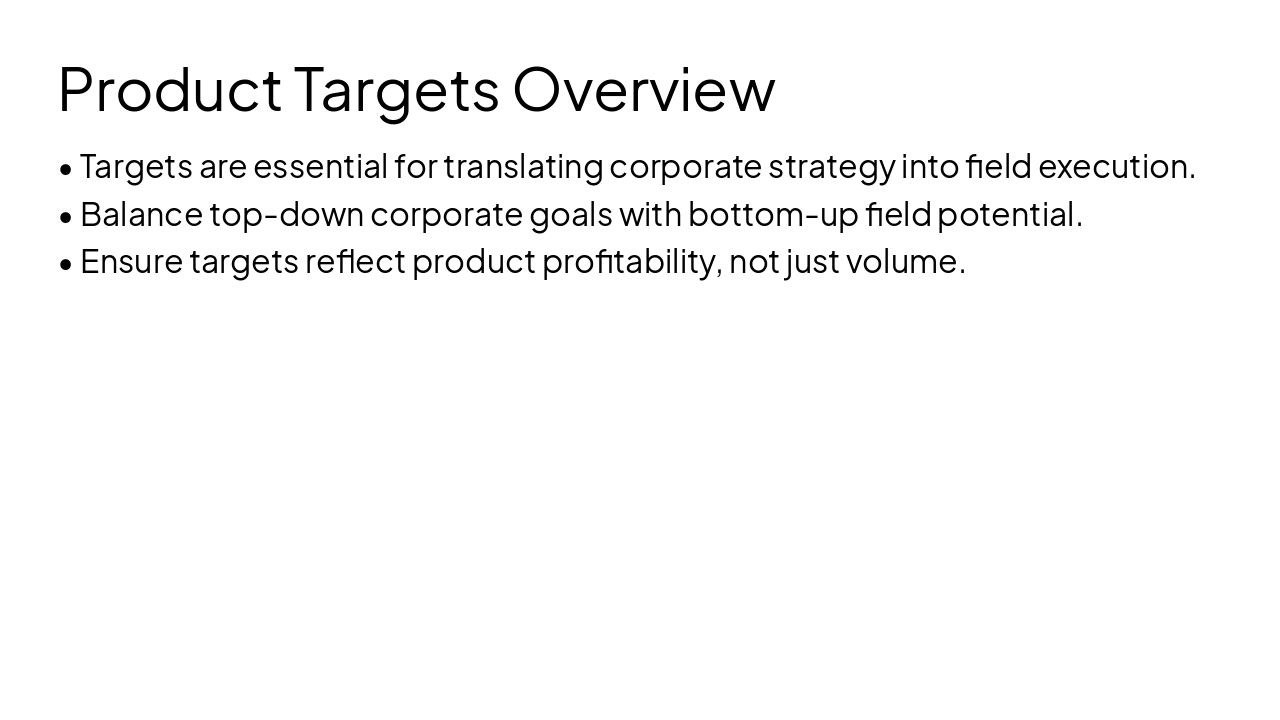 Slide 8 - Product Targets Overview