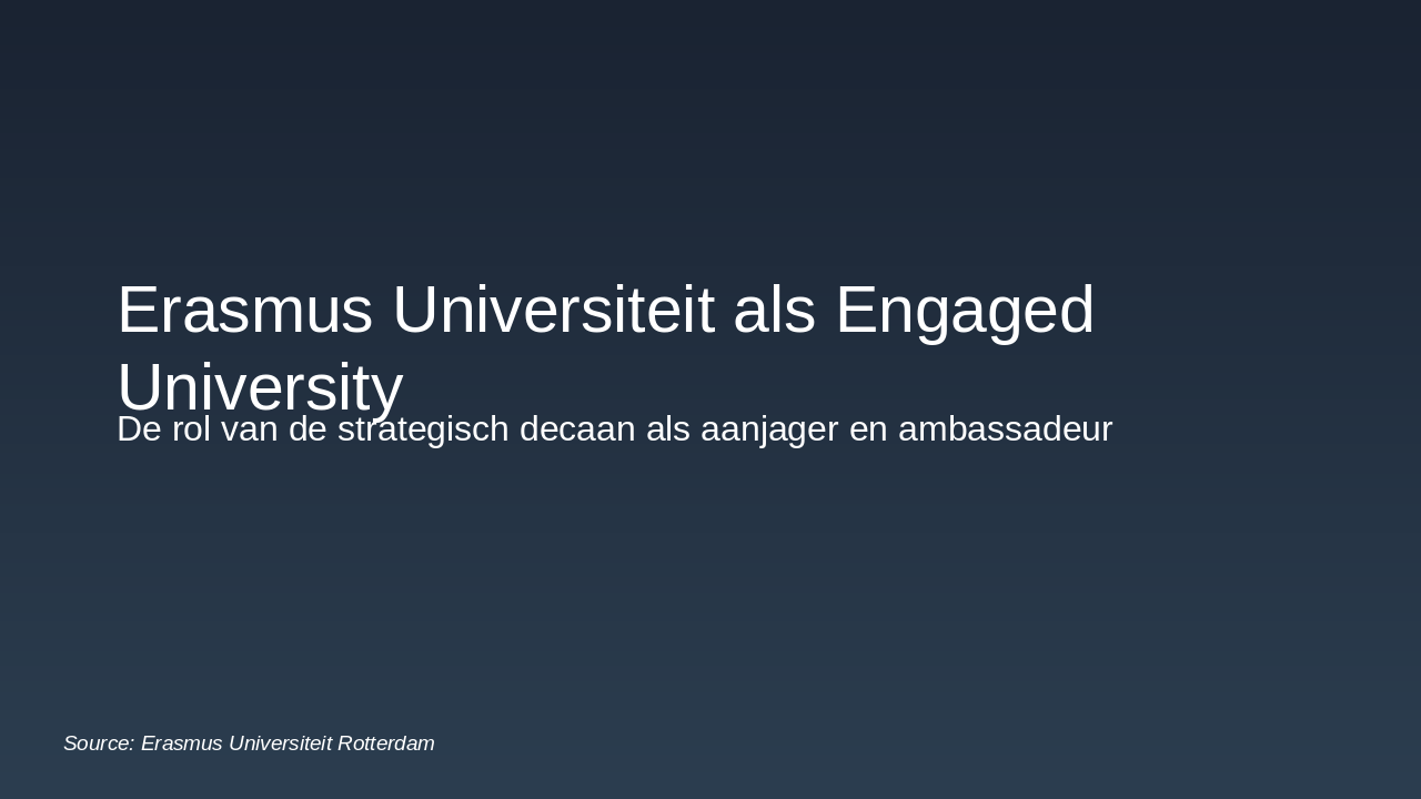 EUR as Engaged University: Dean's Strategic Role