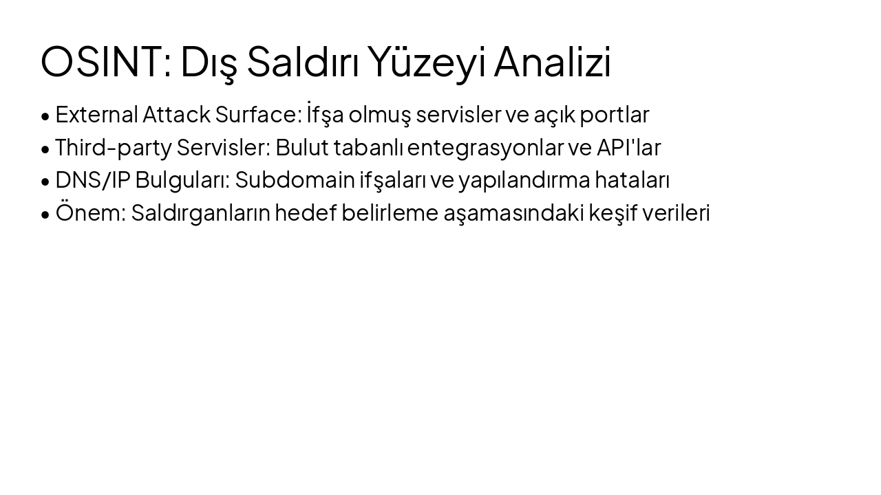 Slide 8 - OSINT: Dış Saldırı Yüzeyi Analizi