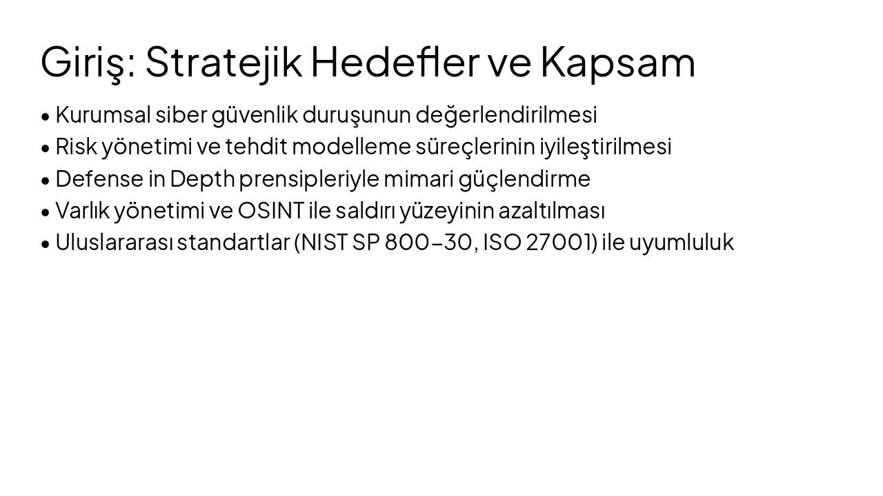 Slide 2 - Giriş: Stratejik Hedefler ve Kapsam