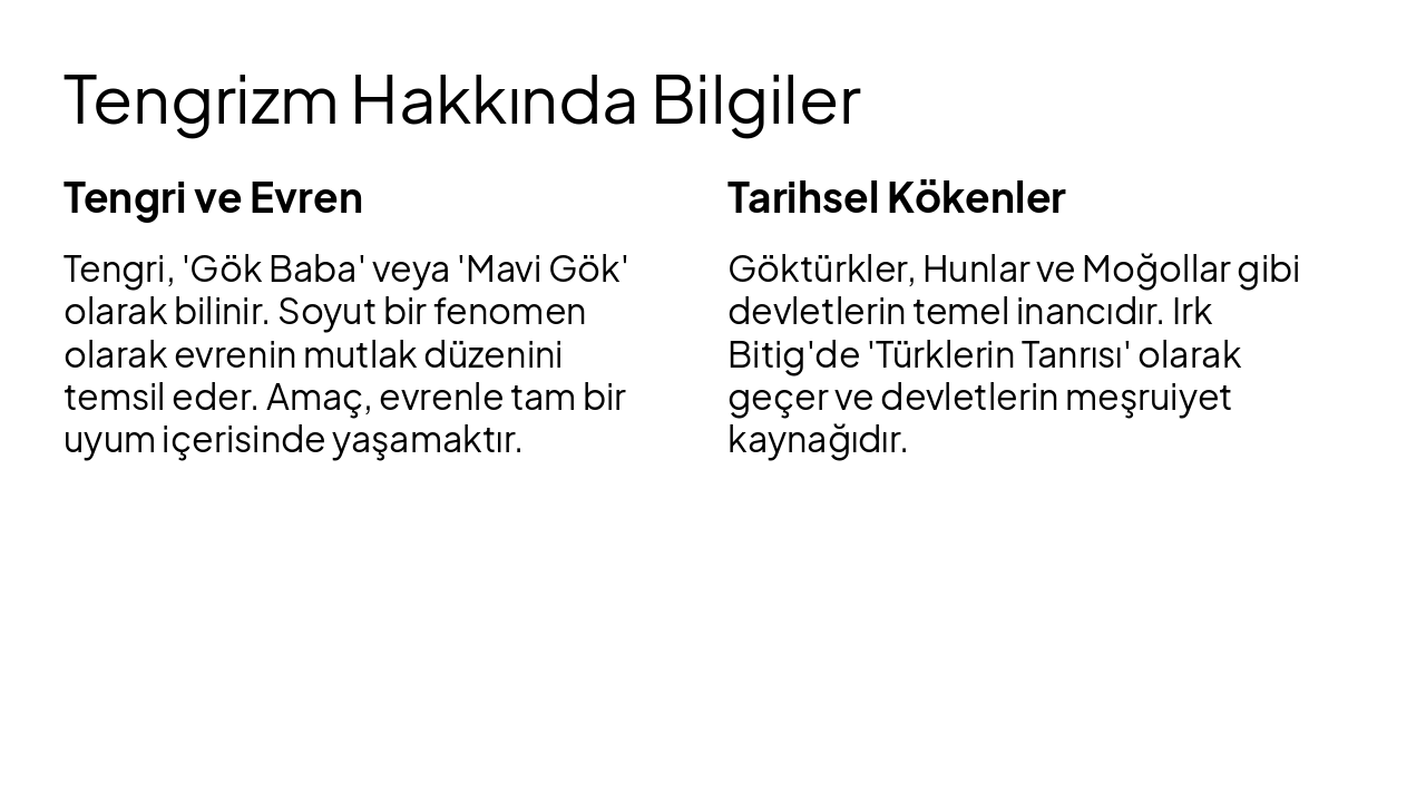 Slide 8 - Tengrizm Hakkında Bilgiler