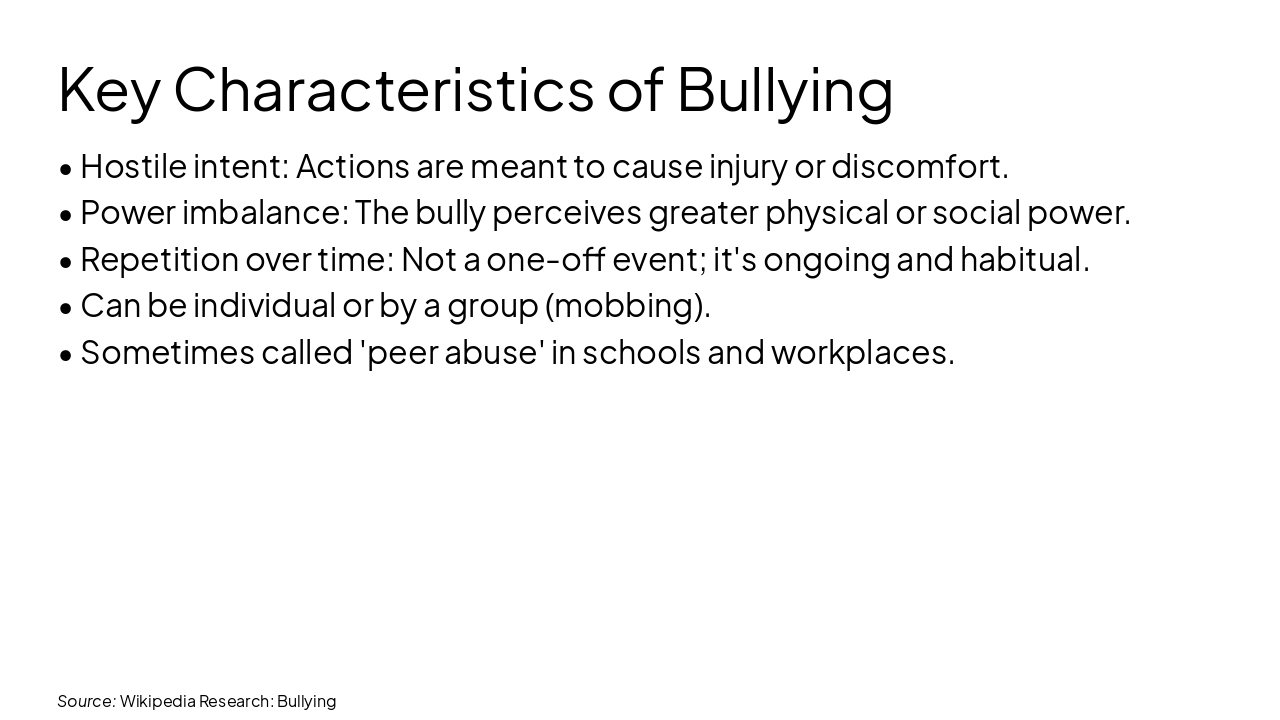 Slide 5 - Key Characteristics of Bullying