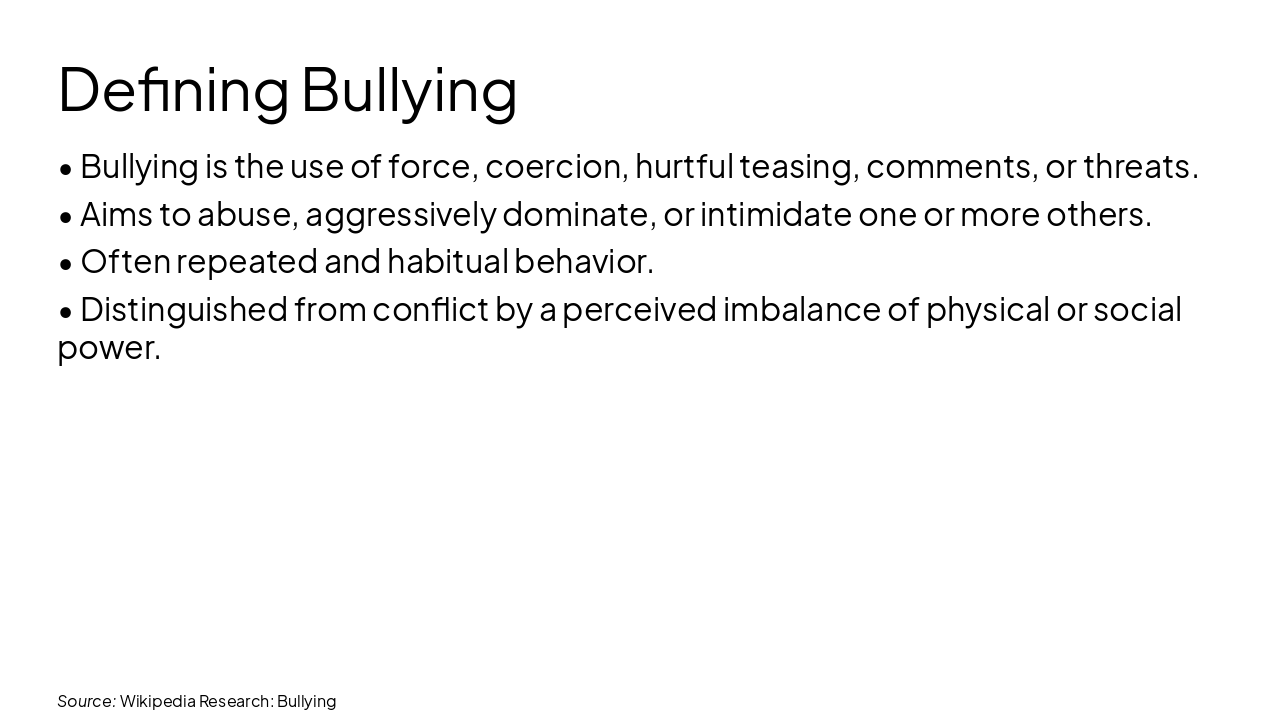 Slide 4 - Defining Bullying