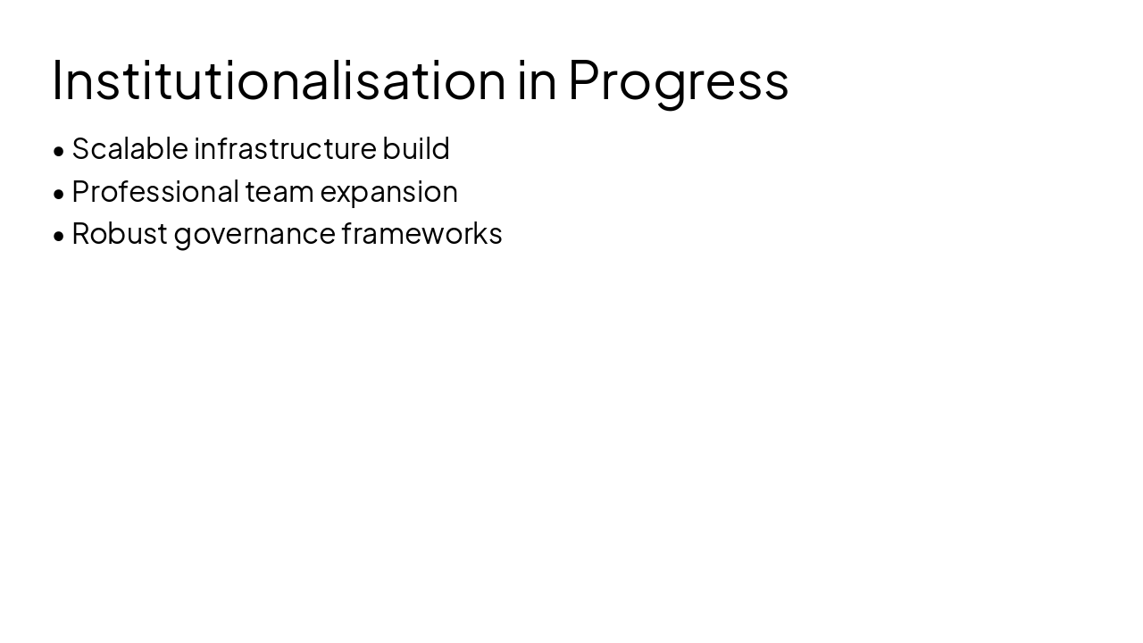 Slide 8 - Institutionalisation in Progress