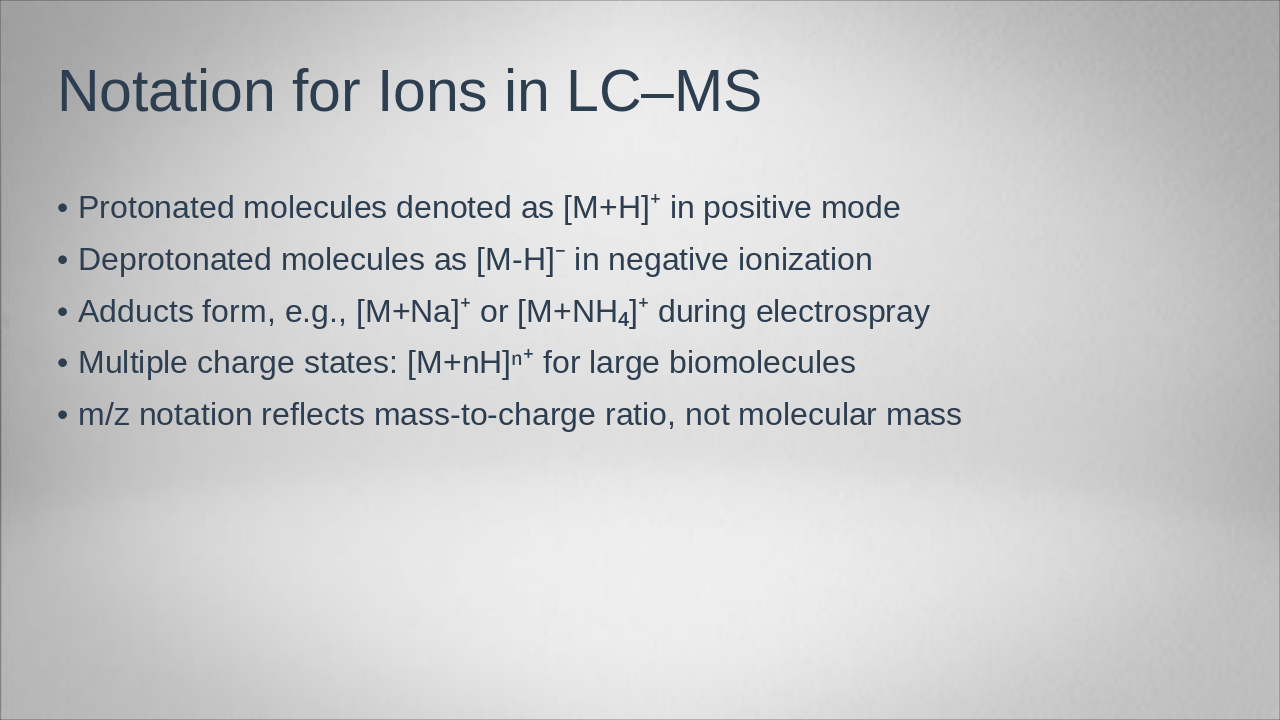 Slide 7 - Notation for Ions in LC–MS