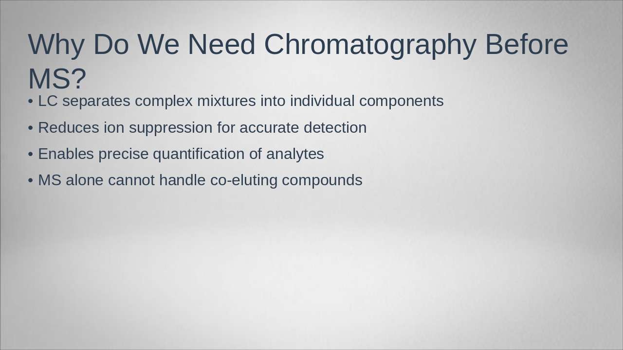 Slide 14 - Why Do We Need Chromatography Before MS?