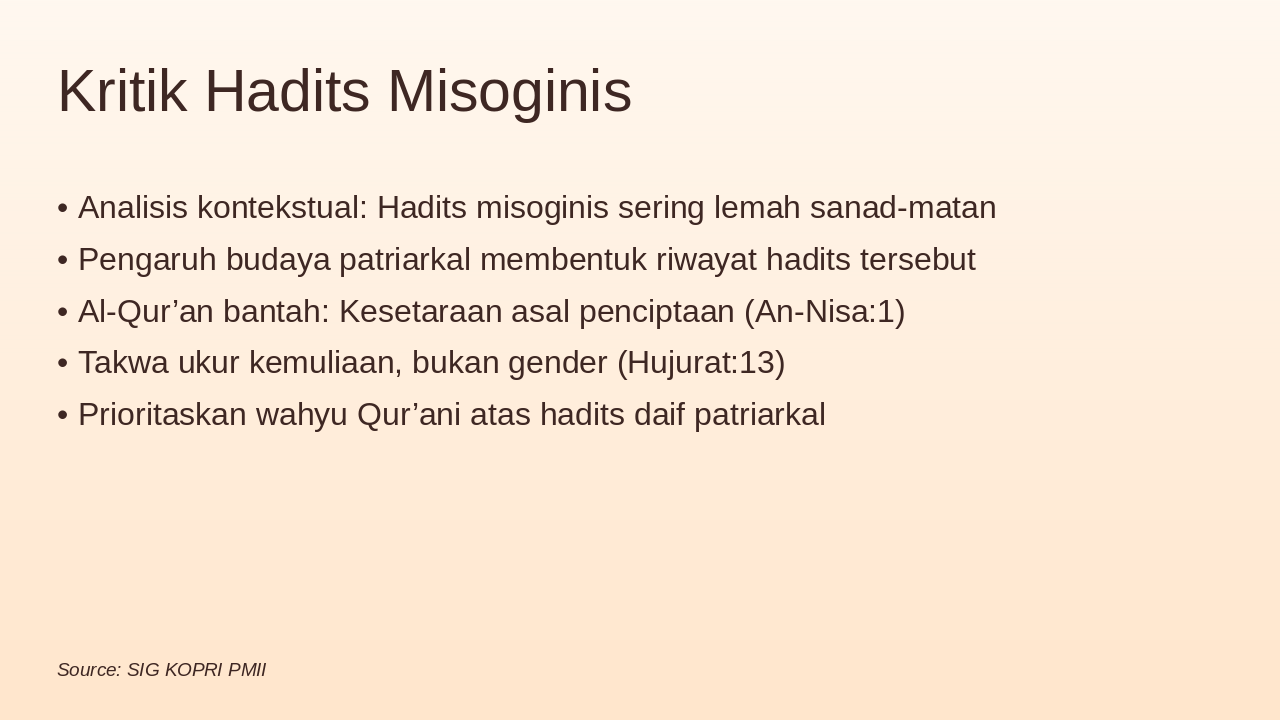 Slide 11 - Kritik Hadits Misoginis