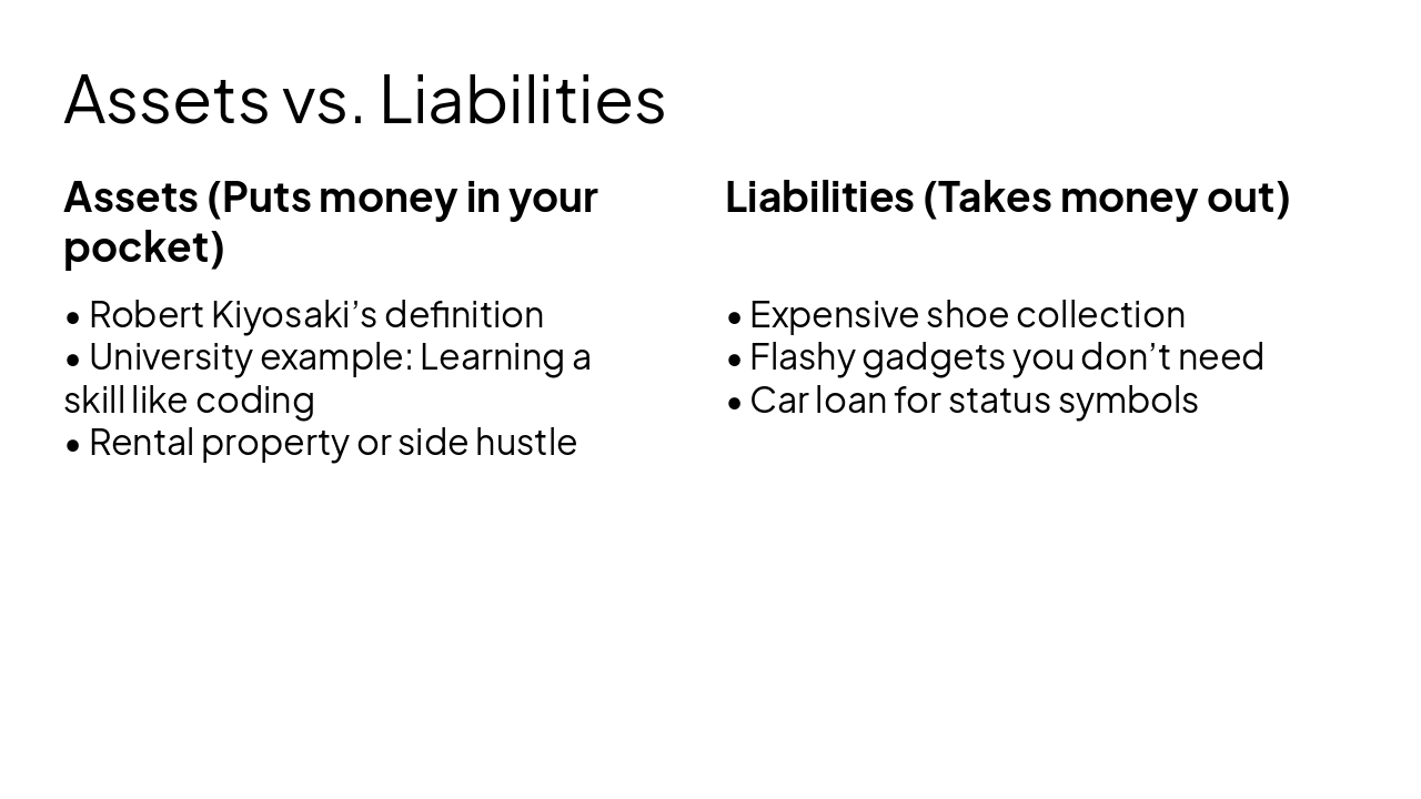 Slide 4 - Assets vs. Liabilities