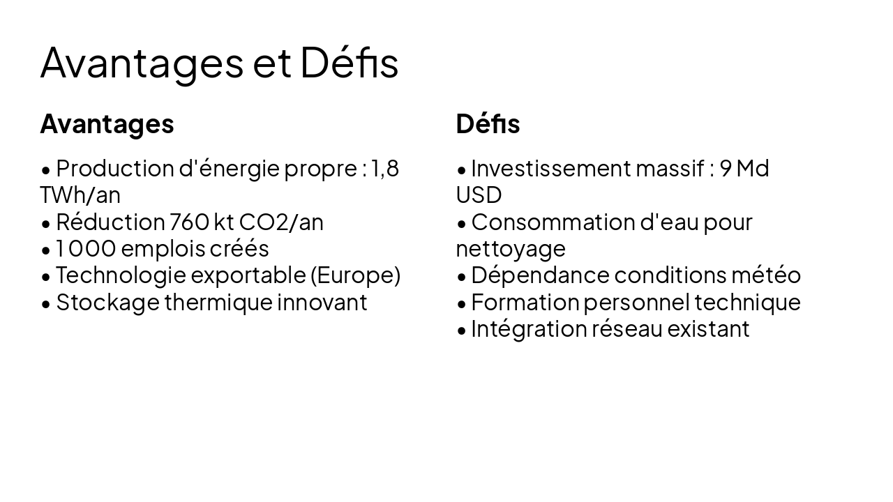 Slide 9 - Avantages et Défis