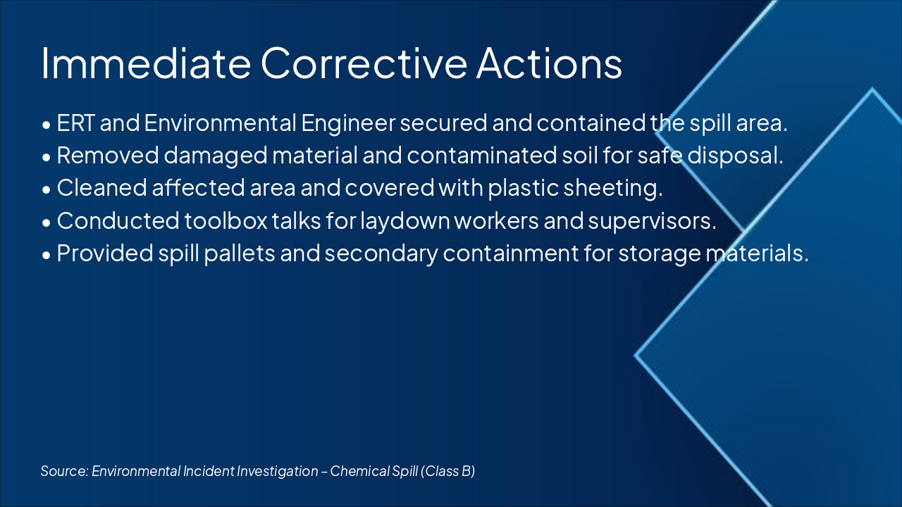 Slide 8 - Immediate Corrective Actions