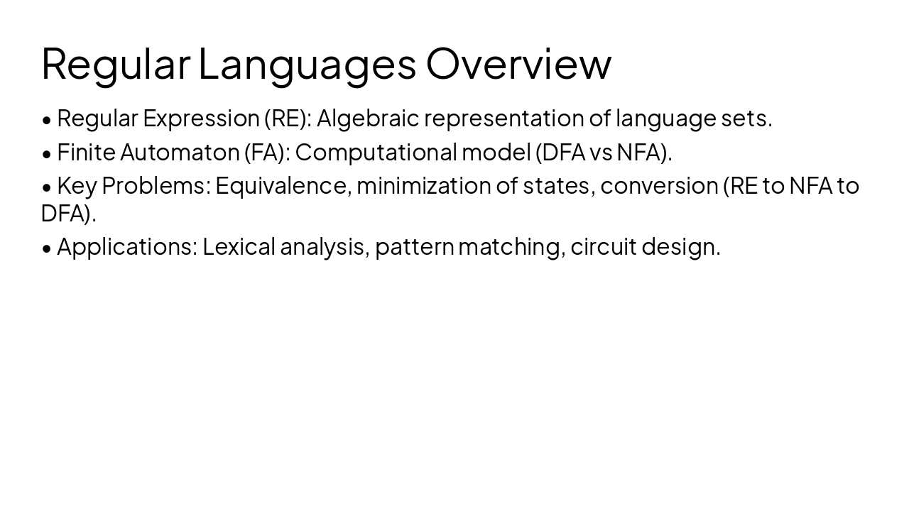 Slide 4 - Regular Languages Overview