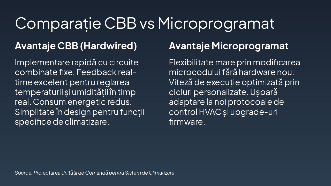 Slide 8 - Comparație CBB vs Microprogramat