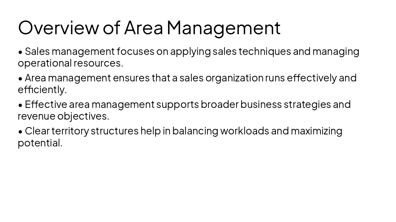 Slide 4 - Overview of Area Management
