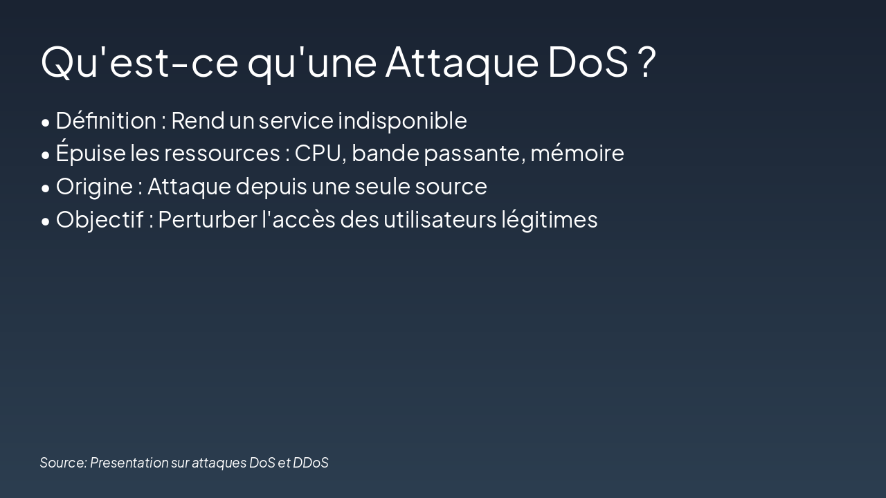 Slide 3 - Qu'est-ce qu'une Attaque DoS ?