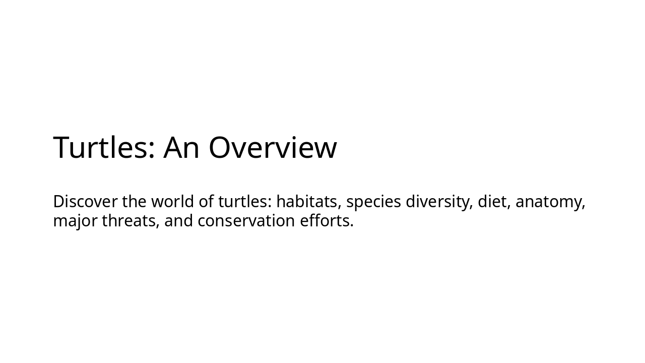 Turtles: Habitats to Conservation