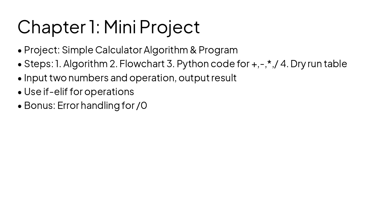 Slide 20 - Chapter 1: Mini Project