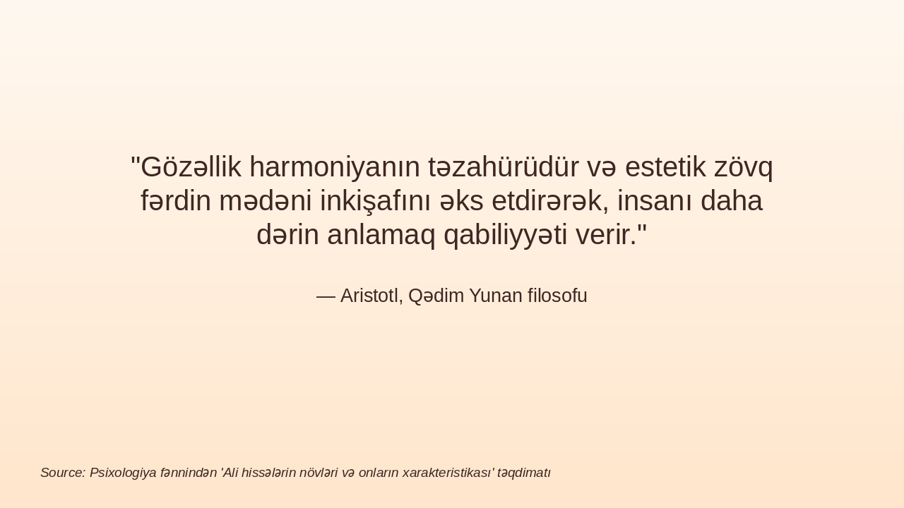 Slide 12 - Gözəllik və Estetik Zövq