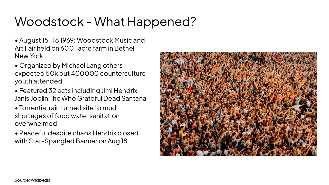 Slide 7 - Woodstock - What Happened?