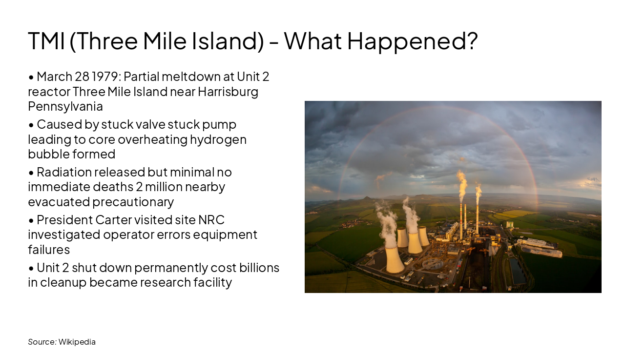 Slide 14 - TMI (Three Mile Island) - What Happened?