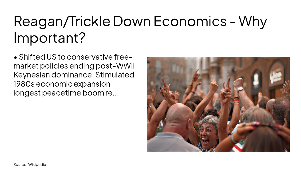 Slide 20 - Reagan/Trickle Down Economics - Why Important?