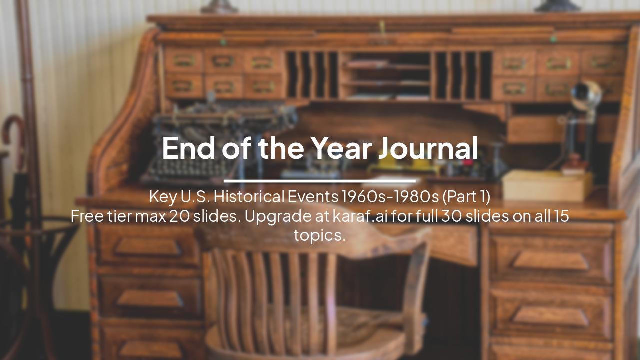 End-of-Year Journal: Key U.S. Historical Events 1960s-1980s (Part 1)