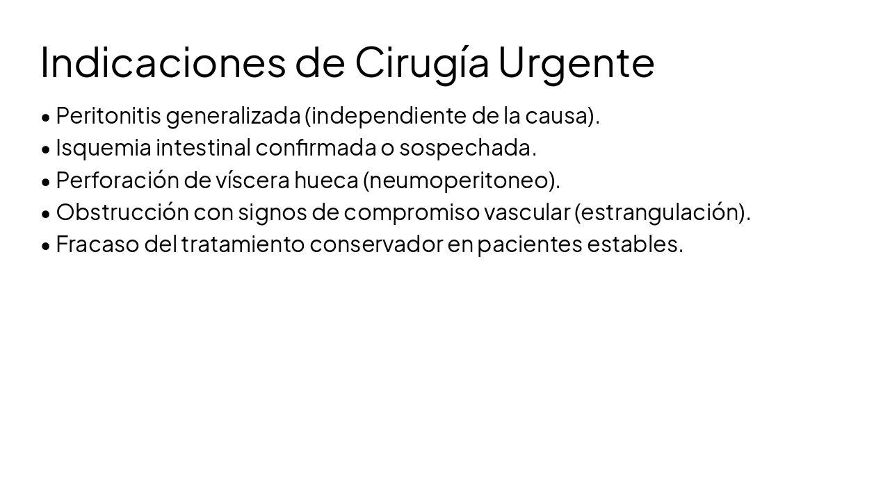 Slide 18 - Indicaciones de Cirugía Urgente