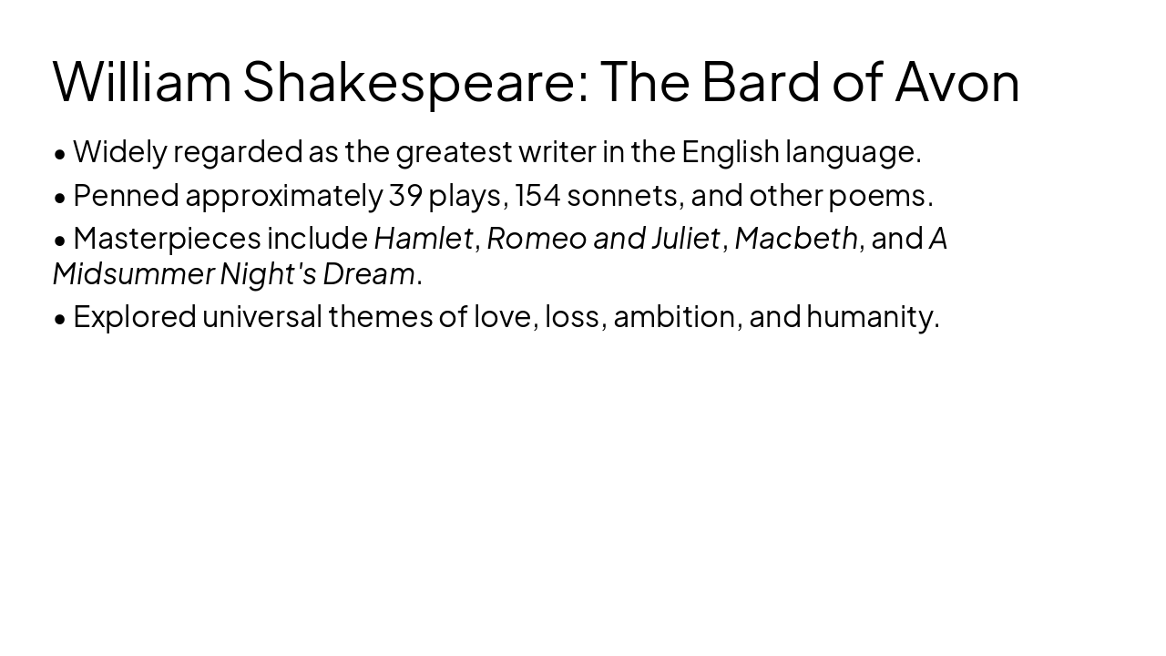 Slide 9 - William Shakespeare: The Bard of Avon