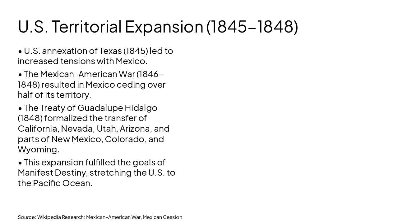 Slide 7 - U.S. Territorial Expansion (1845-1848)