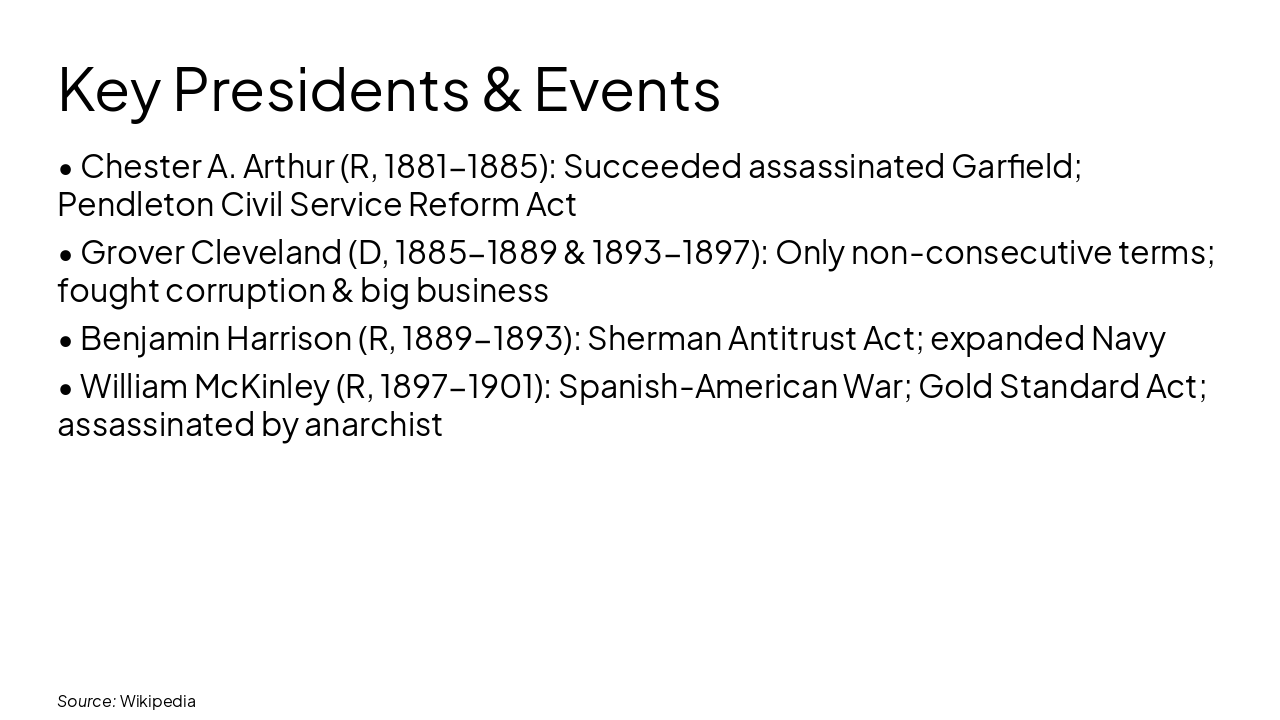Slide 5 - Key Presidents & Events