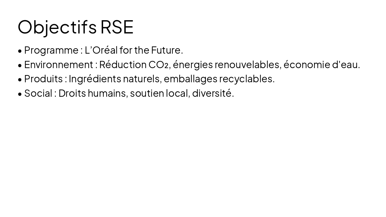 Slide 10 - Objectifs RSE