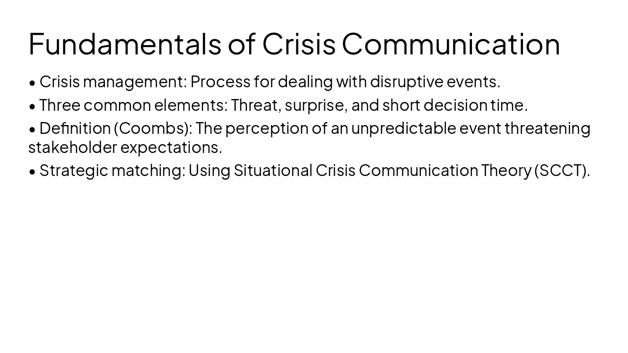 Slide 8 - Fundamentals of Crisis Communication