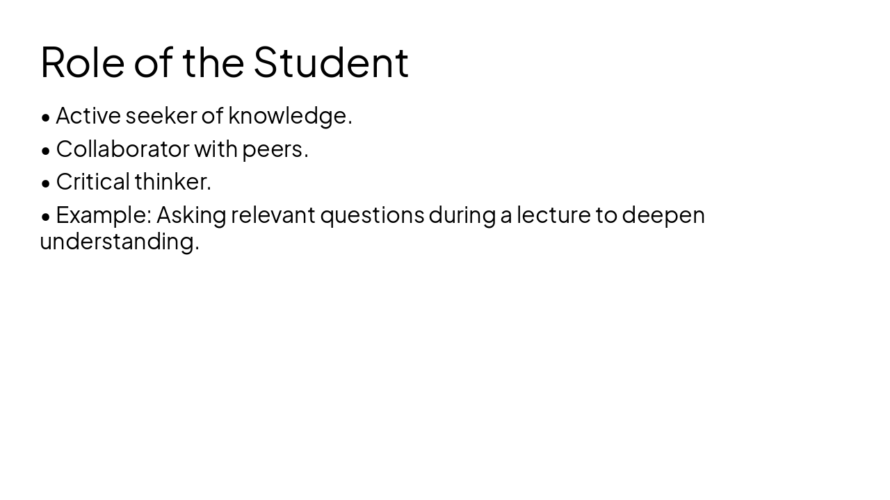 Slide 9 - Role of the Student